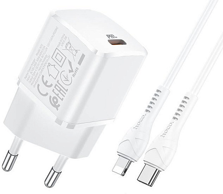Сетевое зарядное Hoco N10 Starter Lightning (белый)