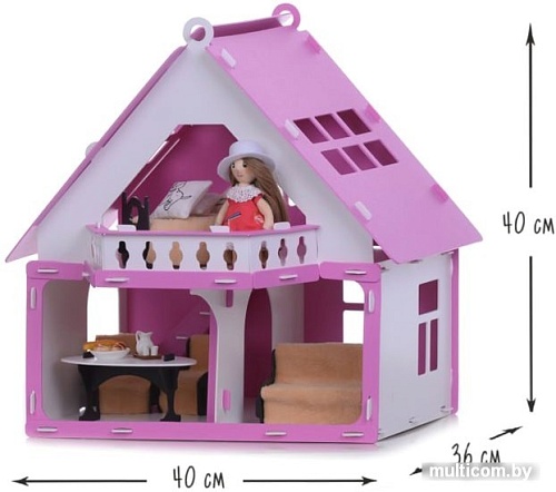 Krasatoys Дачный домик Варенька с мебелью 000256 (белый/розовый)