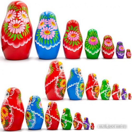 Развивающая игра Брестская Матрешка С букетом желтых гербер (набор 7 шт)