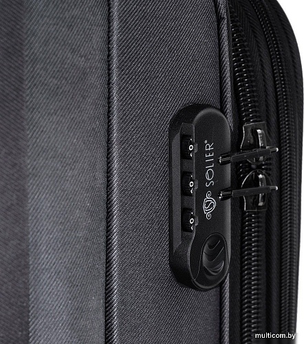 Чемодан-спиннер Solier STL2240 (L, черный/зеленый)