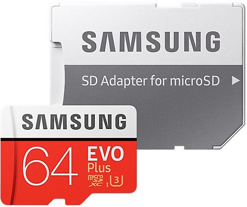 Карта памяти Samsung EVO+ microSDXC 64GB + адаптер [MB-MC64GA]