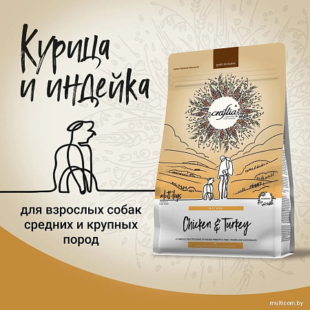 Craftia Natura для средних и крупных пород с курицей и индейкой (640г)