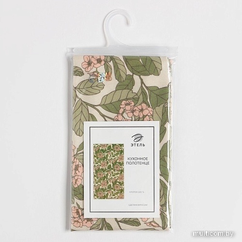 Полотенце Этель Spring garden 7560427 (белый/зеленый)