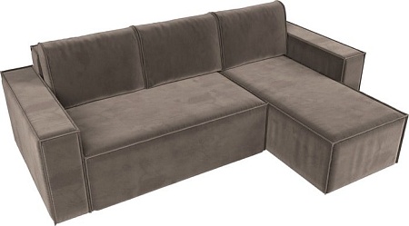 Угловой диван Mebelico Куба угловой 108647 (правый, БНП, велюр, коричневый)