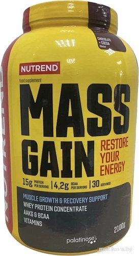 Гейнер Nutrend Mass Gain (2100 г, шоколад-какао)