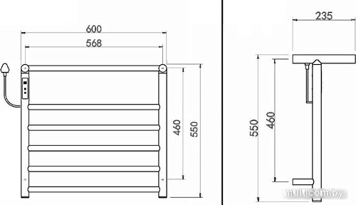 Полотенцесушитель Maxonor PL-TRE03-55-5-8 с полкой (белый, подключение слева)