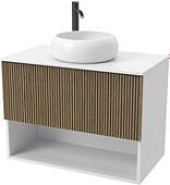 ЗОВ Тумба под умывальник Кито-2 2K80LW0MRMC-LDSPW (белый/тростник)