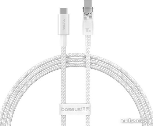 Кабель Baseus Explorer Series Fast Charging Cable Auto Power-Off For Overheating 100W USB Type-C - USB Type-C (1 м, белый)