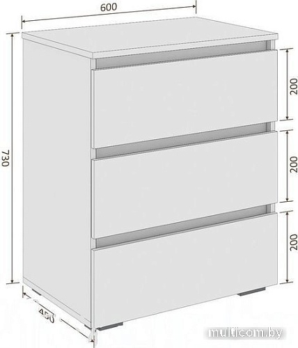 Комод Кортекс-мебель Бари 60 3ш (белый/белый/береза)