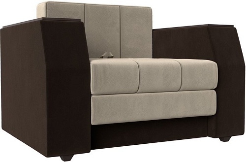 Кресло-кровать Лига диванов Атлантида 28414 (микровельвет, бежевый/коричневый)