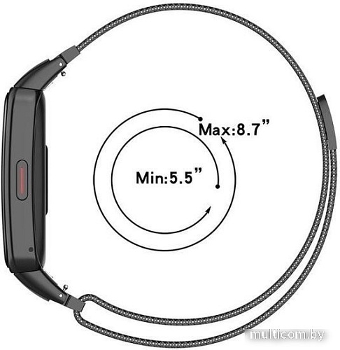 Браслет Rumi Milanese loop металлический для Huawei Band 6 / Honor Band 6 (серый)