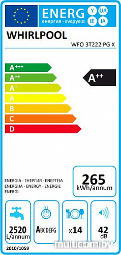 Посудомоечная машина Whirlpool WFO 3T222 PG X