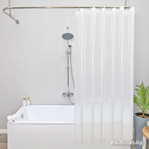 Шторка-занавеска для ванны Вилина Кристалл Peva. Призма 7179-10015-1 180x180 (прозрачный)