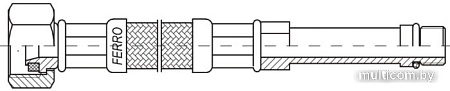 Гибкая подводка Ferro EPDM в стальной оплетке 1/2” - М10х1 длинный наконечник WBS20