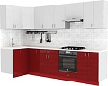 Готовая кухня S-Company Клео глосc 1.2x3.0 левая (бургундский глянец/белый глянец)
