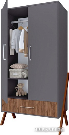Шкаф распашной Polini Kids Porto 3100 0002573.164 (графит/дуб крафт)