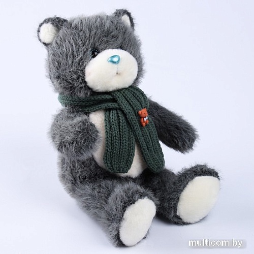 Классическая игрушка Milo Toys Little Friend Мишка с зеленым шарфом 9905659 (темно-серый)