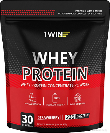 Протеин сывороточный (изолят) 1WIN Whey Protein (клубника, 900г)