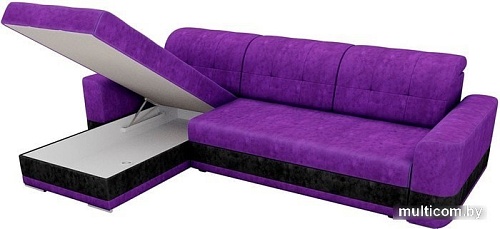 Угловой диван Mebelico Честер 61108 (левый, велюр, фиолетовый/черный)