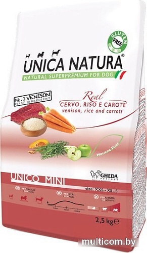 Сухой корм для собак Unica Natura Unico Mini с олениной, рисом и морковью 2.5 ru