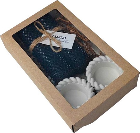 Подарочный набор Вендитио Ozarich Сувенирный с 2-мя свечами и подсвечниками Г4 (черный)