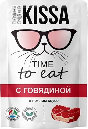 Консервированный корм для кошек Kissa С говядиной в соусе (28x75г)