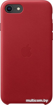 Apple Leather Case для iPhone SE 2020 (красный)