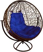 Кресло M-Group Круг вращающееся 11100210 (коричневый ротанг/синяя подушка)