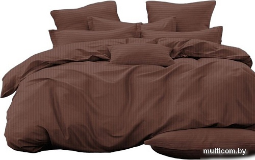 Постельное белье Pandora №1x1 19-1213 Горький шоколад 2сп с европростыней (микрофибра)