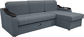 Диван Сириус Лидер-4 с оттоманкой ППУ 260x165 (Eva 32 велюр серый)