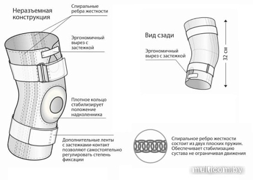 Ортез коленный Польза Со спиральными ребрами жесткости 0809 (р.4, бежевый)