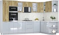 Готовая кухня Интерлиния Мила Пластик 1.88x3.2 PR (дуб эпоксид/туманный глянец/опал светлый)
