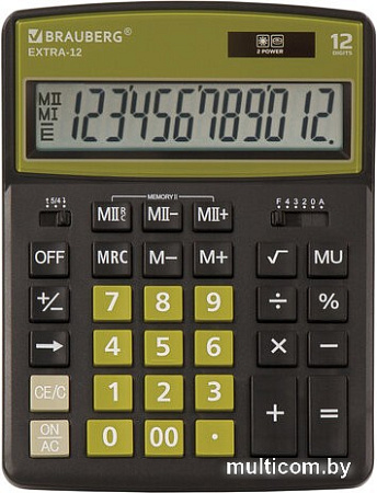 Бухгалтерский калькулятор BRAUBERG Extra 12-BKOL 250471 (черный/оливковый)