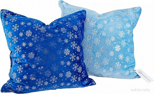 Декоративная подушка Домашняя Мода Новогодний принт (50х50, голубой)