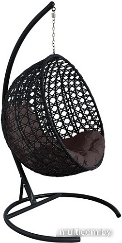 Подвесное кресло M-Group Круг Люкс 11060405 (черный ротанг/коричневая подушка)