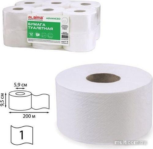 Туалетная бумага Laima Advanced 126093 (12 шт, белый)