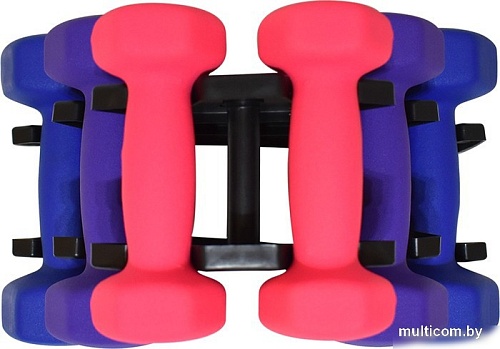 Гантельный ряд Atlas Sport Fitnes 12 кг с подставкой (2x1кг+2x2кг+2x3кг)