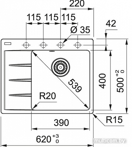 Кухонная мойка Franke Centro CNG 611-62 TL Fragranite 114.0639.704 (белый)