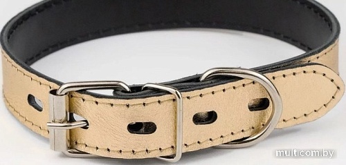 Ошейник Дарэленд простроченный 2х-слойный 25 мм 29-39 см (золотистый)