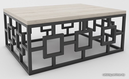 Журнальный столик Hype Mebel Лок 60x80 (черный/древесина белая)