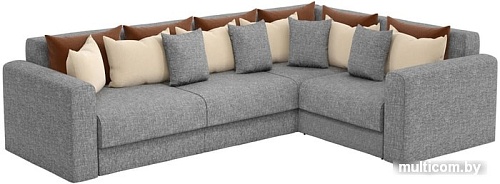 Угловой диван Mebelico Мэдисон Long 59171 (рогожка серый/бежевый/коричневый)
