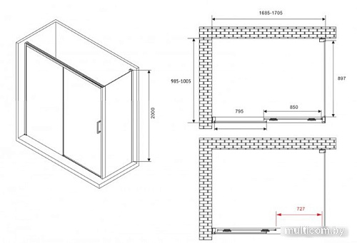 Душевой уголок Abber Komfort AG93170B-S102B