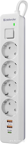 Сетевой фильтр Defender DFS 141 (1.5 м)