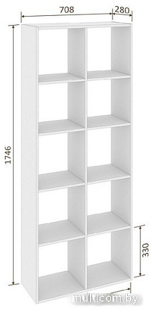 Стеллаж Кортекс-мебель Дельта-10 км.02539 71x175 (дуб сонома)