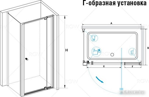 Душевой уголок RGW PA-32 (PA-02 + Z-050-1) 41083200-011 100x100 (хром/прозрачное стекло)