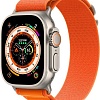 Профессиональные умные часы Apple Watch Ultra LTE 49 мм (титановый корпус, титановый/оранжевый, текстильный ремешок размера M)