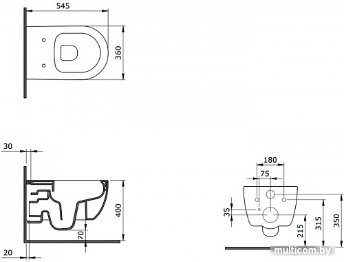 Унитаз Bocchi V-Tondo Rimless (белый) 1416-001-0129