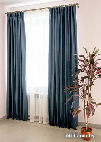 Комплект штор Decoretto Нубук Джинсовый НДС-К25 1.25x2.5 м (синий, 2 шт)