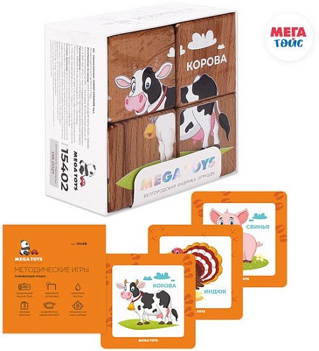Кубики Mega Toys Домашние животные 15402