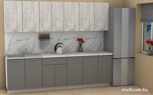 Готовая кухня ЭлиГард Lion 2.6 (ледяное дерево/дымчатый алмаз/королевский опал)